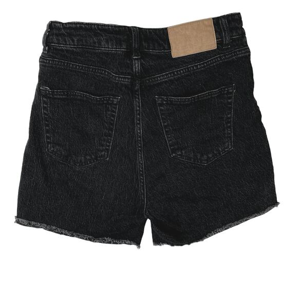 H&M Women's Black Solid High Rise Straight Denim Jeans Cut Off Mini Short Size 8 - Picture 2 of 4